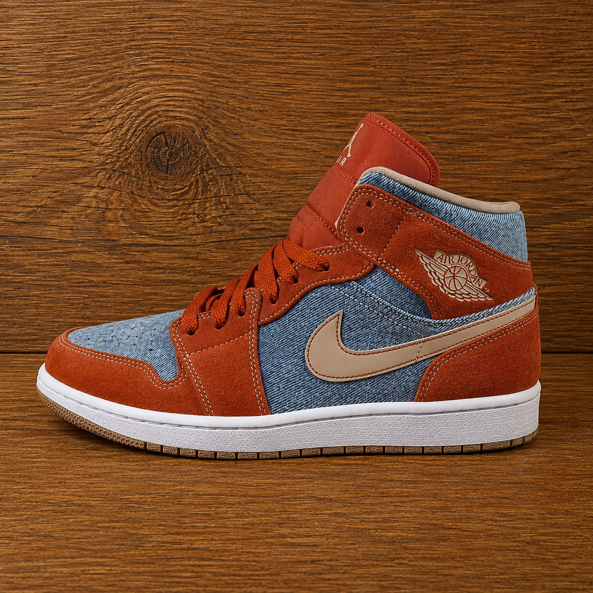 Jordan 1 Mid Denim Red