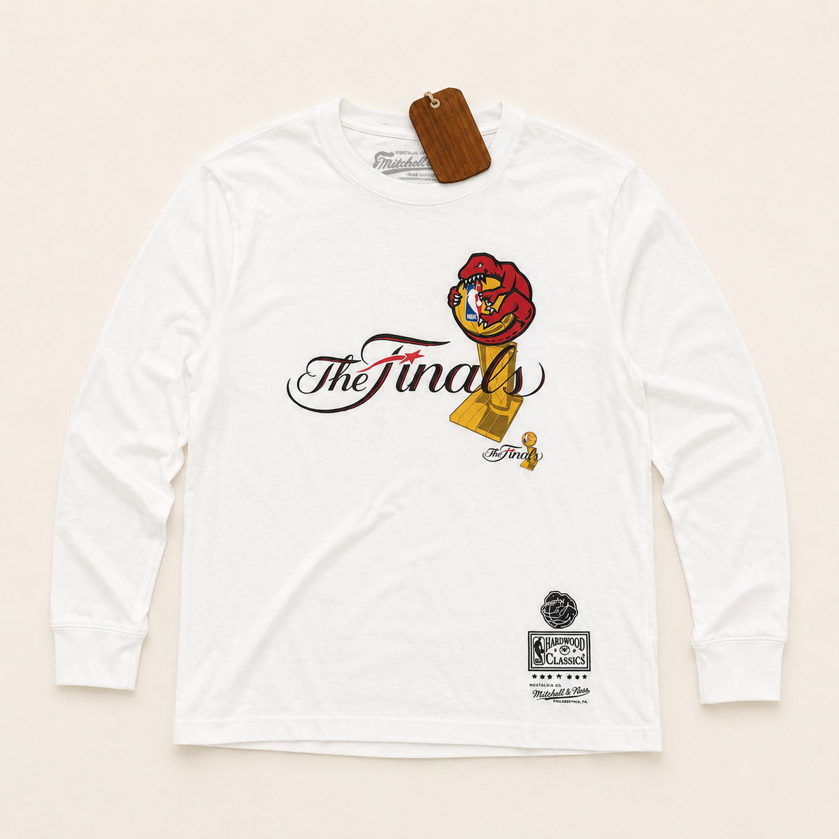 Mitchell & Ness Toronto Raptors 2019 Finals Hug The Trophy Long Sleeve Tee White